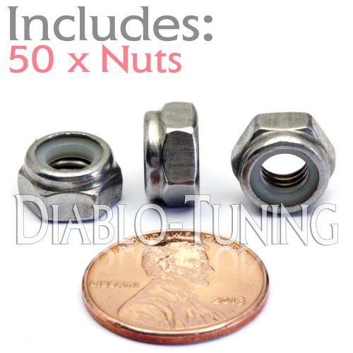 M6-1.0 / 6mm - qty 50 - nylon insert hex lock nut din 985 - a2 stainless steel for sale