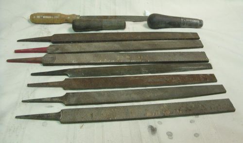 8 VINTAGE ASSORTED HAND FILES 10&#034; FILE TOOLS METAL