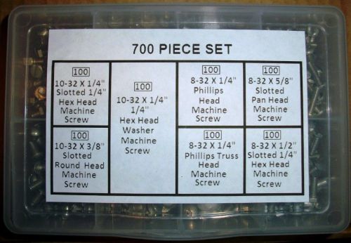700 piece assorted hex, round, pan heads and various slots bolt set for sale