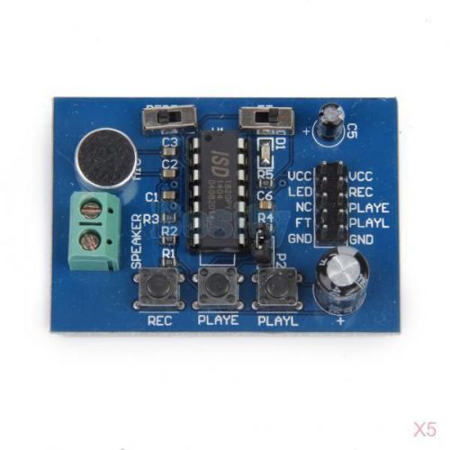 5pcs isd1820 sound/voice recording recorder playback module on-board microphone for sale