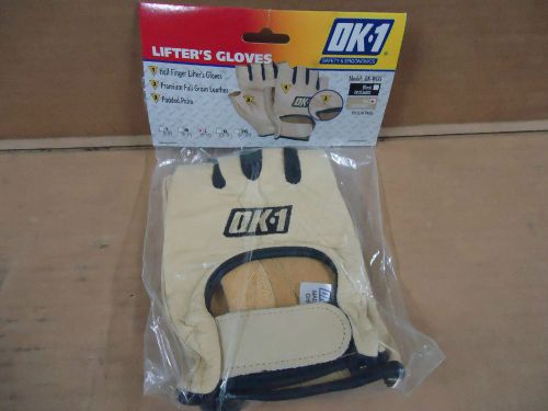 OK-1 LG Tan Weight Lifters Gloves - Half Fingers, Premium Leather, Padded