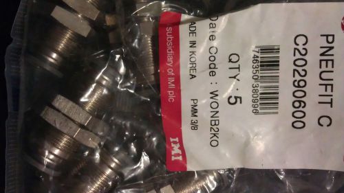 New 5 in package Pneufit C C20290600 Stainless steel bulkhead union 3/8&#034; Push In