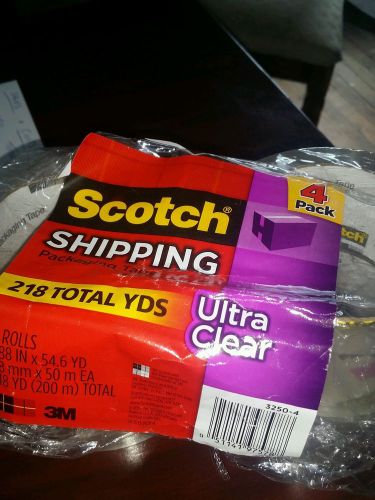 Scotch Shipping Packing Tape Ultra Clear 1.88in X 218YD 4 pack