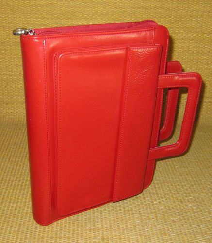Classic 1&#034; Rings | RED Sim. Leather FRANKLIN COVEY Planner/Binder w/ Handles