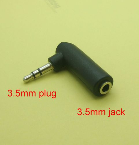 50pcs 1/8 inch 3.5mm male to 3.5mm female stereo audio plug right angle adapter for sale
