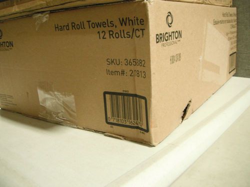Brighton Professional 21813 Case of 12 Hard Roll 1-Ply White Towels