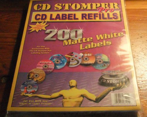 CD Stomper Pro CD Label Refills 200 Matte White Labels Pack NEW
