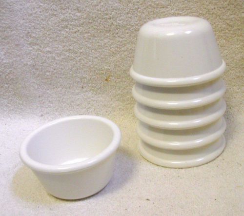 Six (6) each CARLISLE 4 oz Melamine Ramekins S285 42 Smooth Sided Bone White New