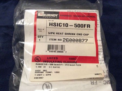 Burndy hsic10-500fr heatshrink endcap 1/0-500 for sale