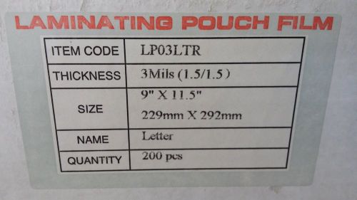 Letter Size Laminating Pouch 3 Mil  200/Box