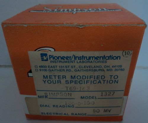 NOS ~ Simpson ~ DC Amp Amperes Panel Meter ~ Model 1327 ~ 100-0-100 ~ NEW IN BOX