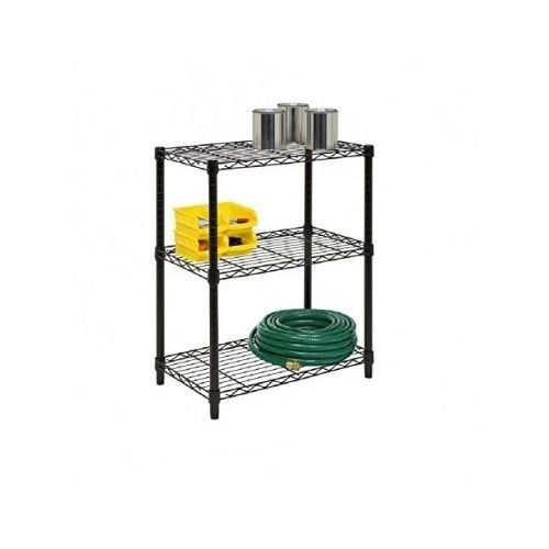 Black 3 tier shelve unit 250 lb capacity garage organizer tools adjustable shelf for sale