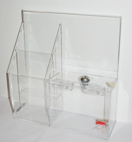 6 Plastic Donation-Collection Boxes with Brochure Holders