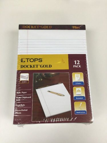 TOPS Docket Gold Writing Tablet  8-1/2 x 11-3/4 In Legal 12 Pack Free Next Day