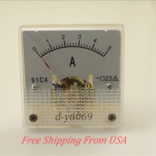 1 pcs DC 0~5A 91C4 Ammeter Analog AMP Current Panel Meter FREE SHIPPING US