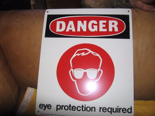 Vintage Danger eye protection required sign metal  10&#034; by 12&#034;