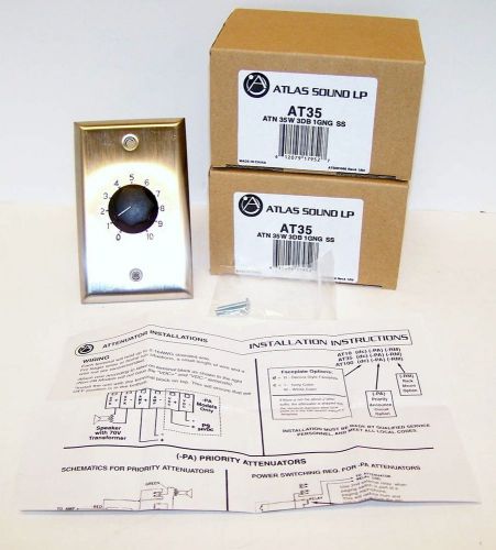 Lot Of 2 Atlas Sound AT35 35W Auto Transformer Speaker Volume Control SS ~NIB