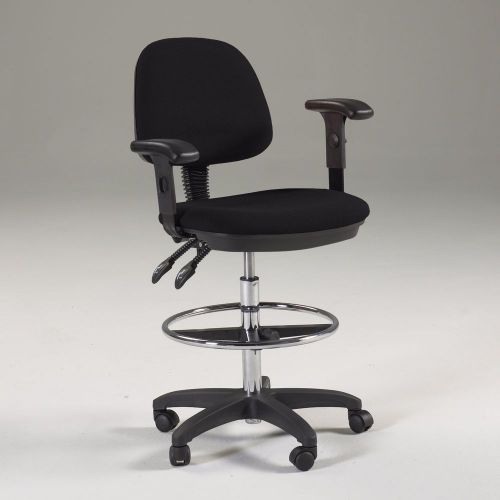 Black | ADJUST &amp; TILT Drafting Counter Height Chair Stool | w/ Arms | 360 Swivel