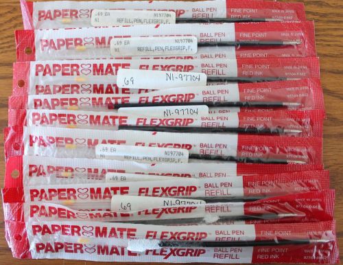 Paper Mate Flex Grip Ball Pen 10 Refills Individually Wrapped Red Fine point