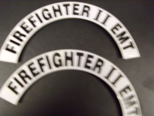 CRESCENTS  PAIR FIREFIGHTER II EMT  FOR FIRE HELMET OR HARDHATS