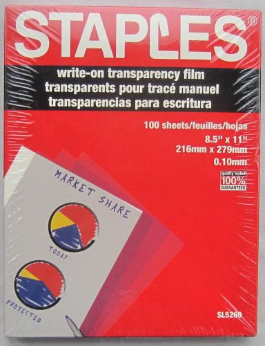 Staples Write on Transparency Film 8.5 x 11 SL5260 100 Sheets Guaranteed