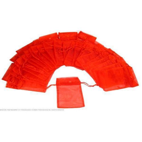 48 Red Organza Drawstring Jewelry Pouches 5&#034;