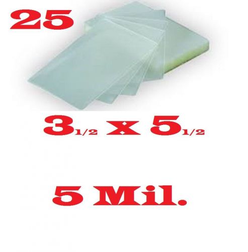 (25) 3-1/2 x 5-1/2  Laminating Laminator, Pouches Sheets  Index Card   5 Mil