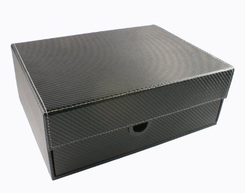 Edge I-Wear Sunglasses Jewelry Watch Display Box, Carbon Fiber Design-Holds 16