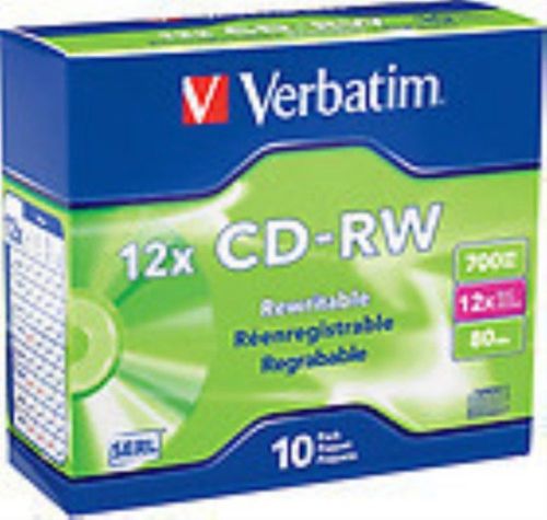 Verbatim 95156 CD-RW, 80 Min/700MB, 4X-12X High Speed, 10/PK