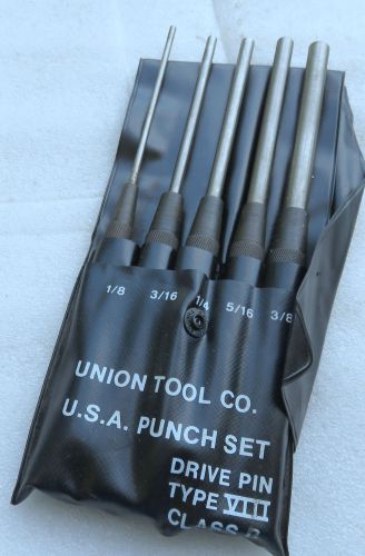 Union Tools Drive Pin Punch Set (1/8&#034; - 3/8&#034;) USA Made Excellent Shape In Pouch