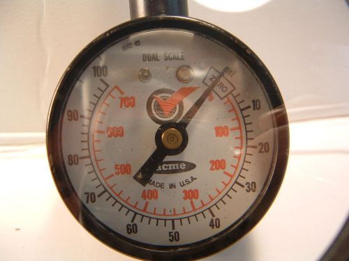 WOW Beautiful Vintage ACME USA Dual Scale Air Pressure Meter Gauge