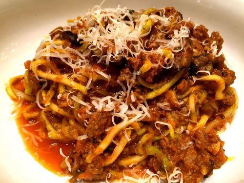 Healthy Zucchini Noodles with Bison Meat Sauce Recipe