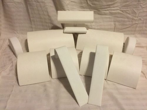 Eleven Piece White Faux Leather Bracelet Ramps and Displays