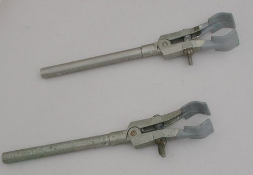 Lot of 2 fisher castaloy-r test tube rubber lab glassware clamp holder buret for sale
