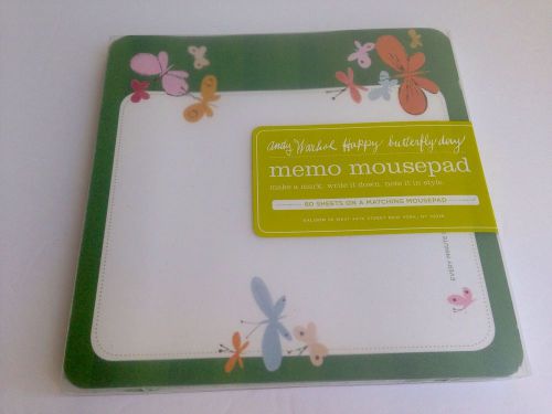 BRAND NEW! Memo Mousepad, Andy Warhol Happy Butterfly Day, 60-Sheet Notepad
