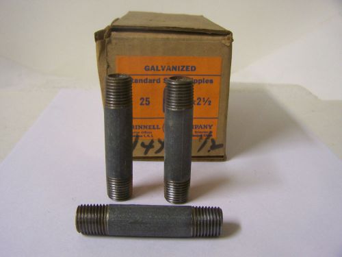1/4&#034; x 2 1/2&#034; Galvanized Pipe Nipple Grinnell Company Made in USA Qty. 25
