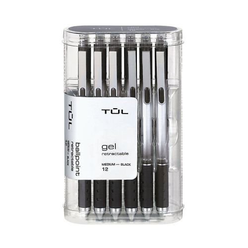 Tul Black Ink Gel Retractable Pens Medium 0.7mm 12 pack - NEW