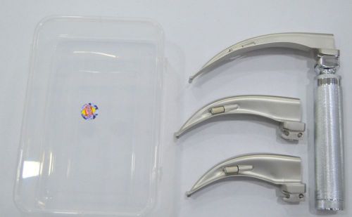 Adult Laryngoscope Set with 3 Mac Blades - SS Made - FREE SHIPPING WORLDWIDE!