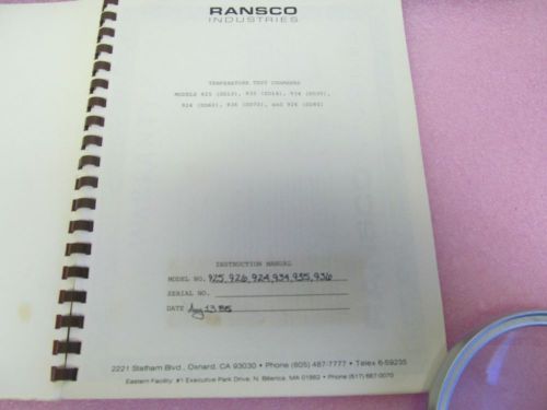 RANSCO(STATHAM INSTRUMENTS) TEMPERATURE TEST CHAMBER MANUAL/SCHEMATICS/PARTS