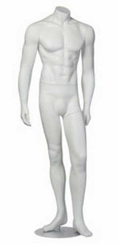 New Male Headless White Fiberglass Mannequin Clothing Display Chrome Stand