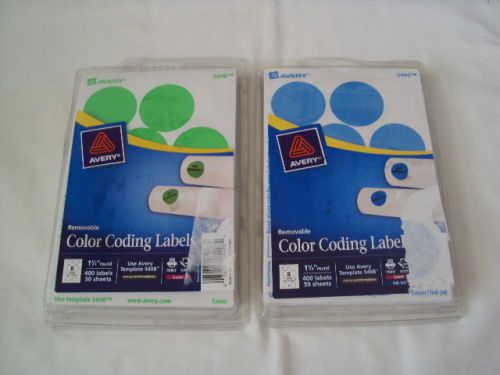 800 Avery Removable Color Coding Labels Green and Blue