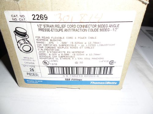 Thomas &amp; Betts 2269 1/2&#034; Strain Relief Cord Connector 90 Degree Lot of 10