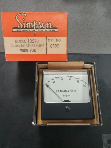 Simpson panel meter 0 -100 dc milliamps wide vue cat no. 6390