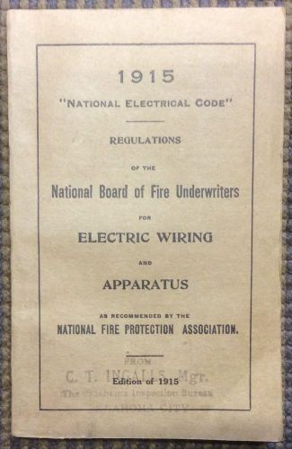 Vintage Original National Electrical Code For Electric Wiring &amp; Apparatus