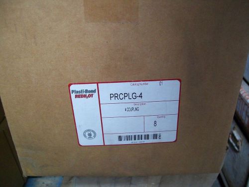 (Box of 8) Plasti-Bond Redh2ot PRCPLG-4 4&#034; Pvc Coated Couplings New in Box.