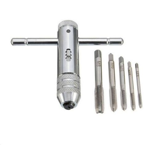 Machinist tap tool t-handle ratchet with 5pcs m3-m8 machine screw thread for sale