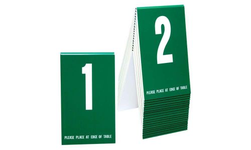 Plastic Table Numbers 1-20- Green w/ white number, Tent style, Free shipping