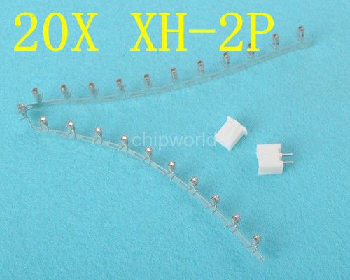 20PCS XH-2P DIP Connector Lead Head Kit 2 pins 2.54mm White Color 2p