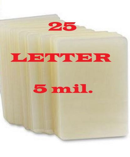 25 Letter Size Laminating Pouches/Sheets ,  5 Mil