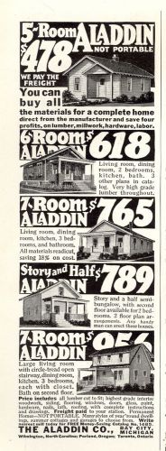 1926 ALADDIN Houses advertisement, pre-cut house kits, half-page